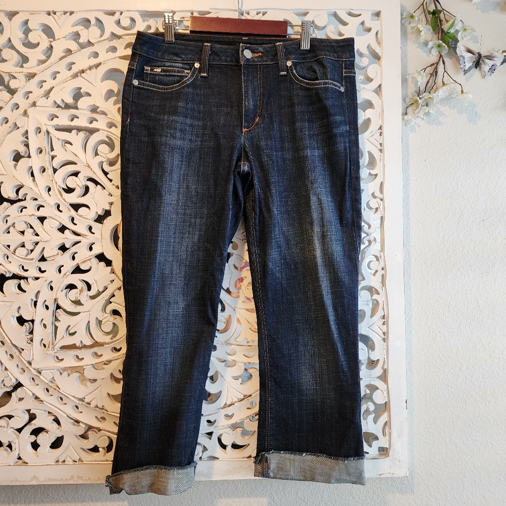 JOES JEANS CURVY BOOTCUT DARK WASH MID RISE RAW HEM SZ 30